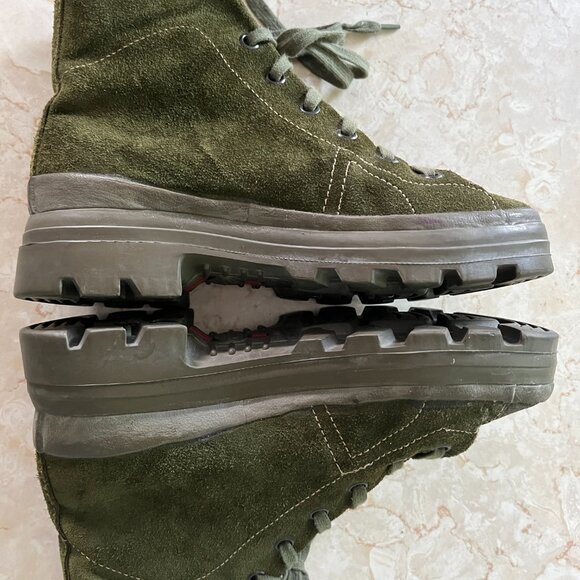 Le Chameau Sz 40/7.5 Mens RARE Olive Suede Lug Sole Boots Made in France main image 13